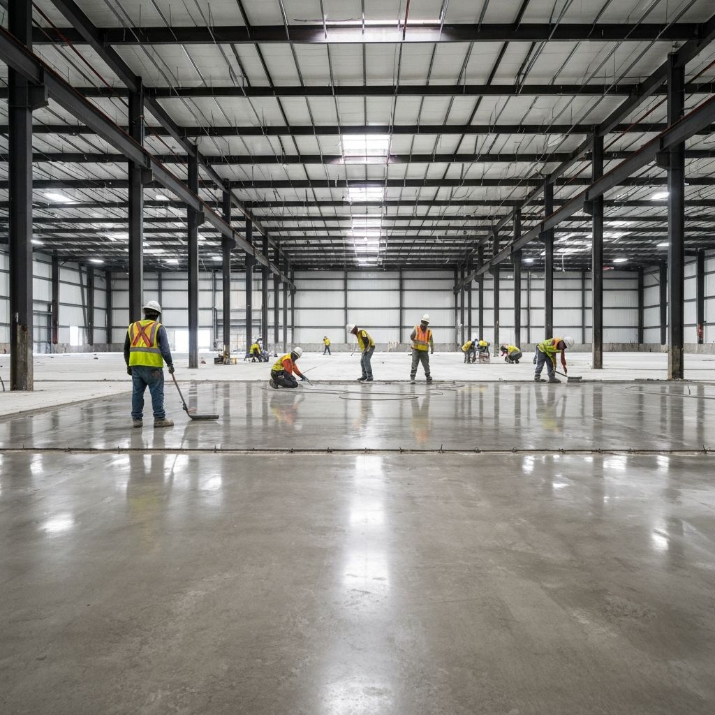 Galpão industrial com piso de concreto